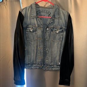 Talula Blue Denim Jacket with Black Sleeves